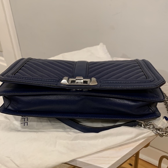 Sold! Rebecca Minkoff Love Chevron Leather Quilted Chain Crossbody Bag - Picture 6 of 16